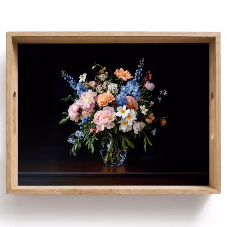 Plateau - Pastel - Fleurs - Vase — 1
