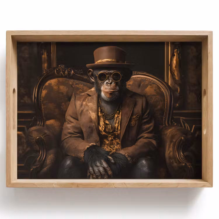 Plateau - Chimpanzé - Chaise - Costume - Marron — 1