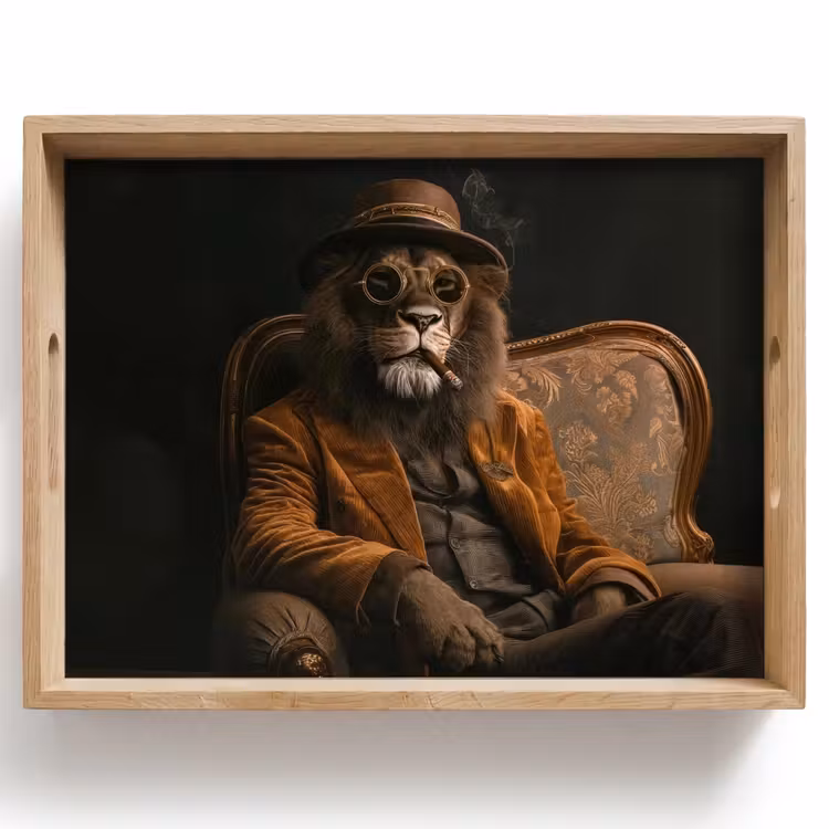Plateau - Lunettes - Lion - Banc - Chapeau — 1