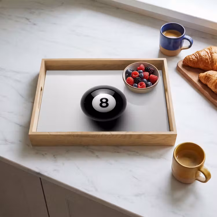 Plateau - Boule de billard - Numéro - Huit - Blanc — 3