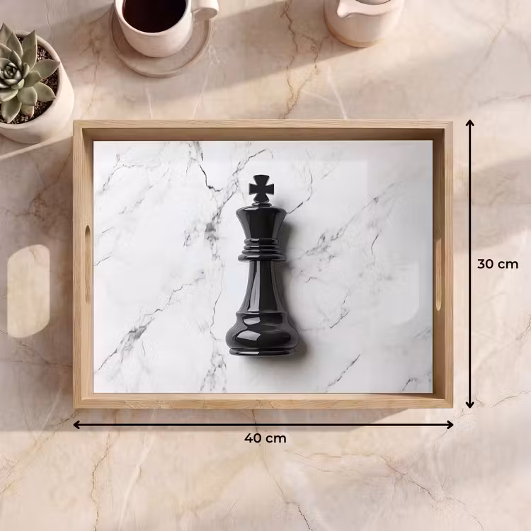 Plateau - Pièce d'échecs - Roi - Noir - Marbre — 7