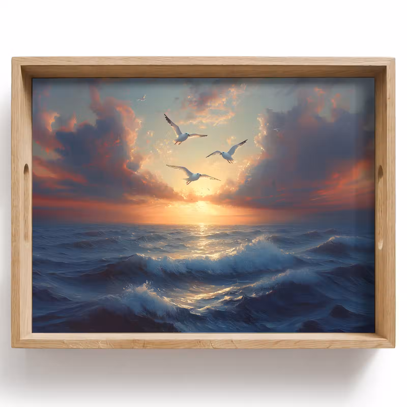 Plateau - Mouettes - Coucher de soleil - Mer - Nuages — 1