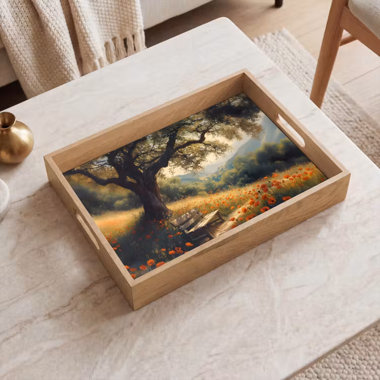 Plateau - Banc - Arbre - Coquelicots - Collines — 2