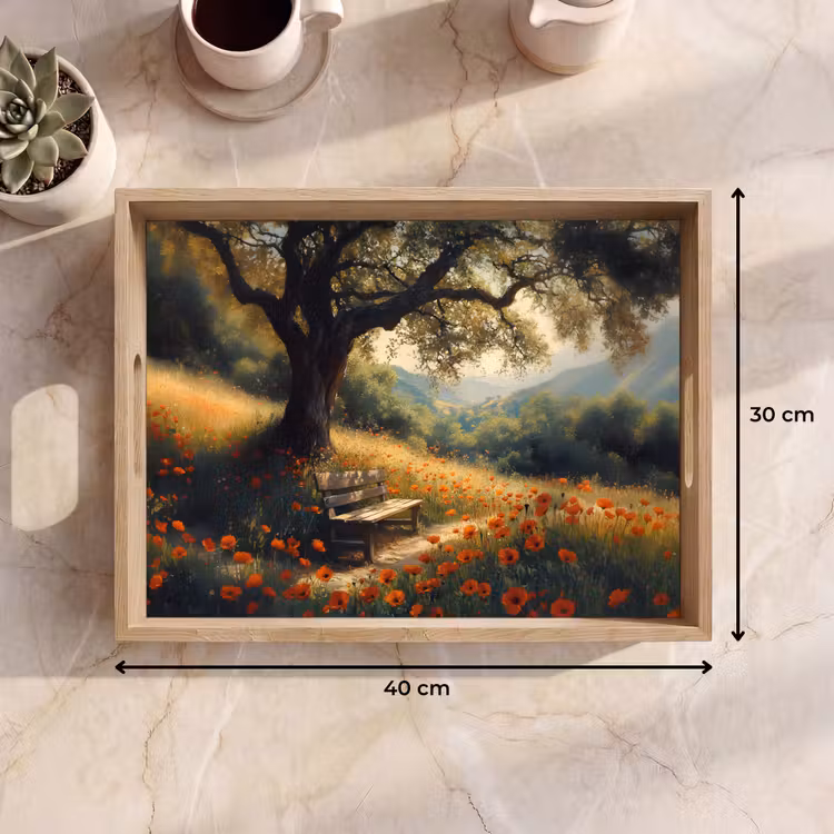 Plateau - Banc - Arbre - Coquelicots - Collines — 7