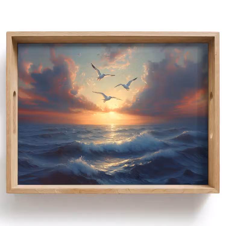 Plateau - Mouettes - Coucher de soleil - Mer - Nuages — 1