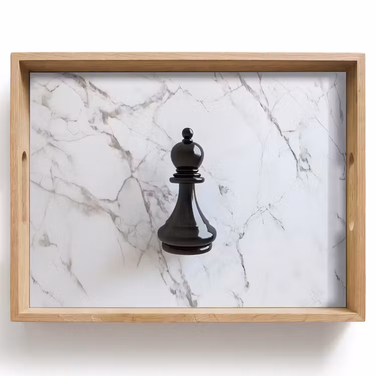 Plateau - Pièce d'échecs - Fou - Noir - Marbre — 1