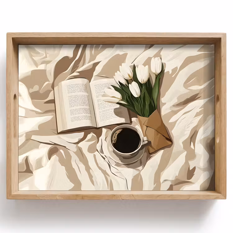 Plateau - Livre - Illustration - Tulipes - Café — 1