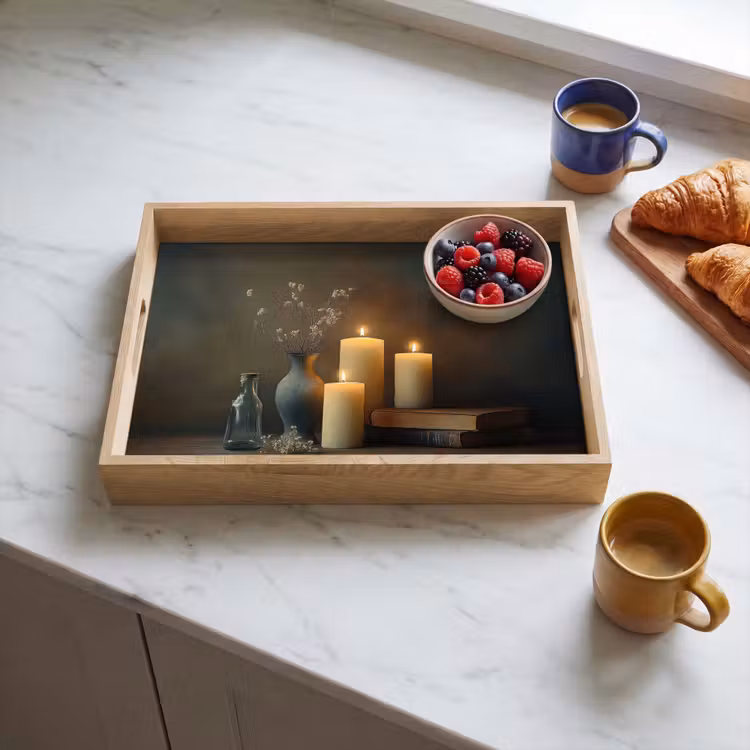 Plateau - Bougies - Nature morte - Rustique - Livres — 3