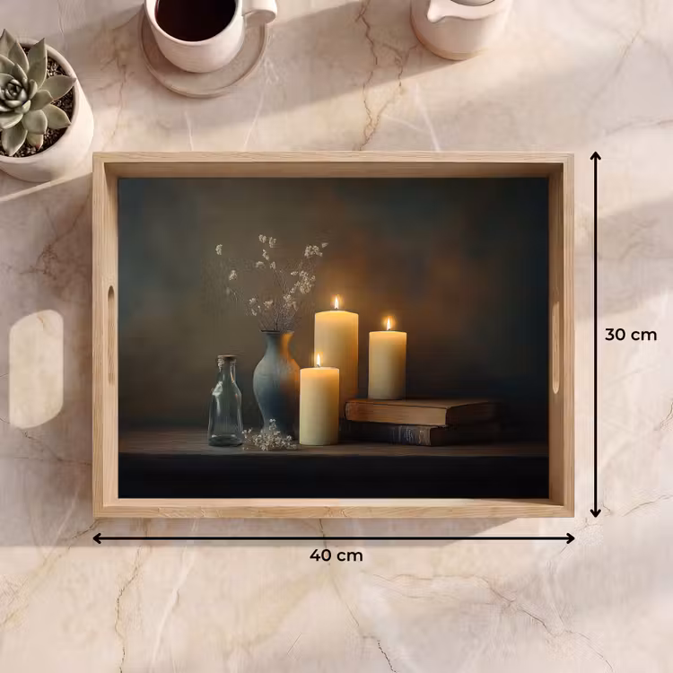 Plateau - Bougies - Nature morte - Rustique - Livres — 7