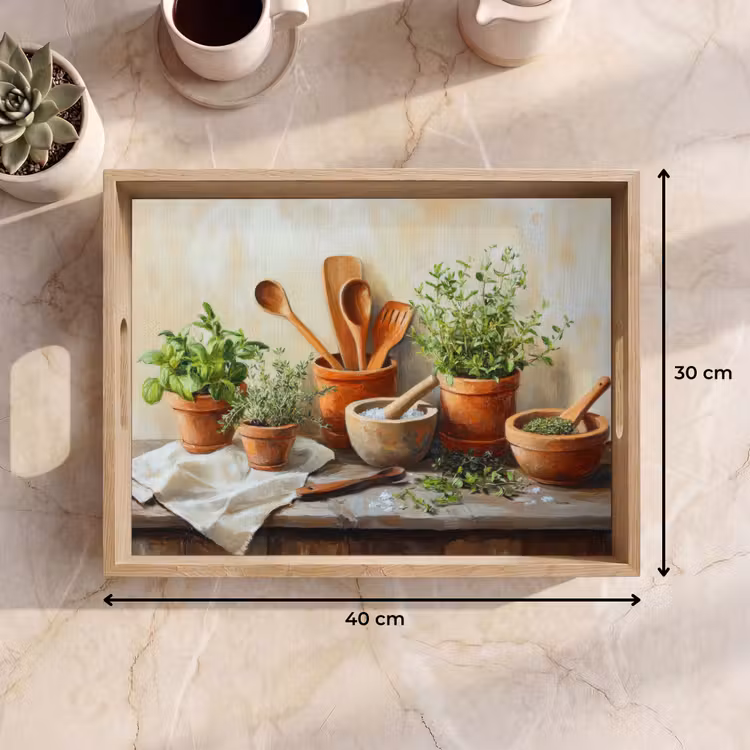 Plateau - Pots - Herbes - Bois — 7
