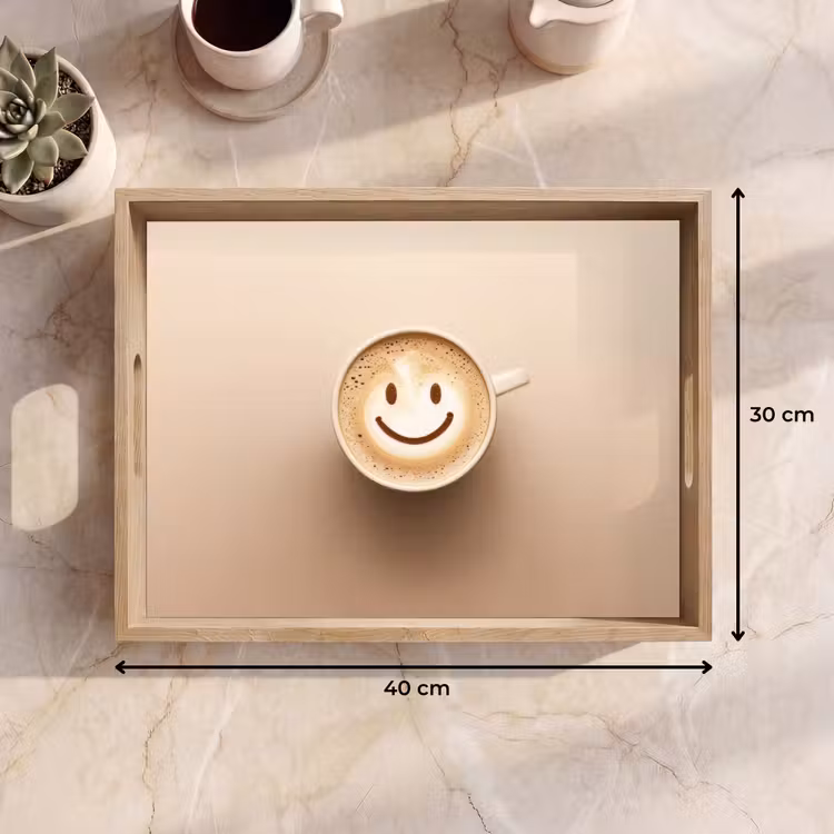 Plateau - Café - Mousse de lait - Sourire - Beige — 7