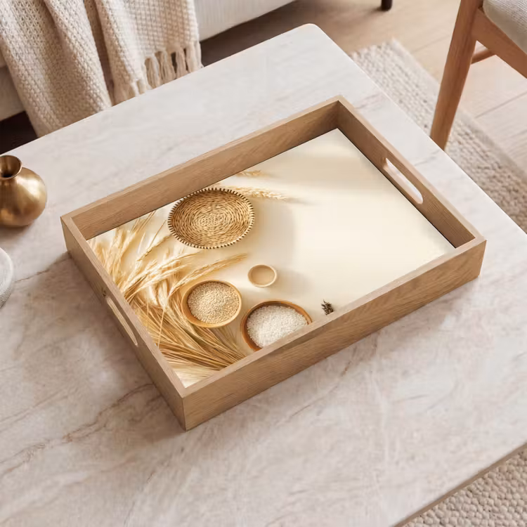 Plateau - Céréales - Bois - Bol - Beige — 2