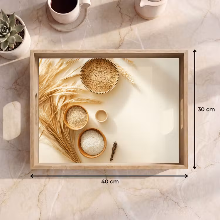 Plateau - Céréales - Bois - Bol - Beige — 7