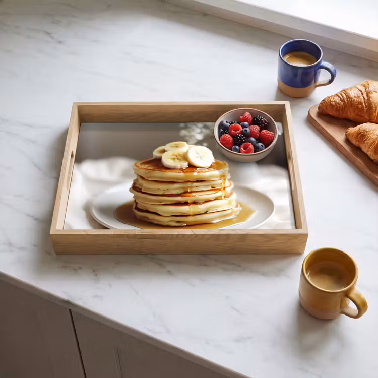 Plateau - Crêpes - Banane - Sirop - Blanc - Beige — 3