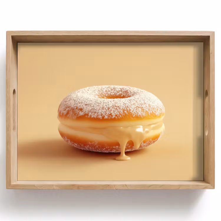 Plateau - Donut - Crémeux - Sucre en poudre - Beige — 1