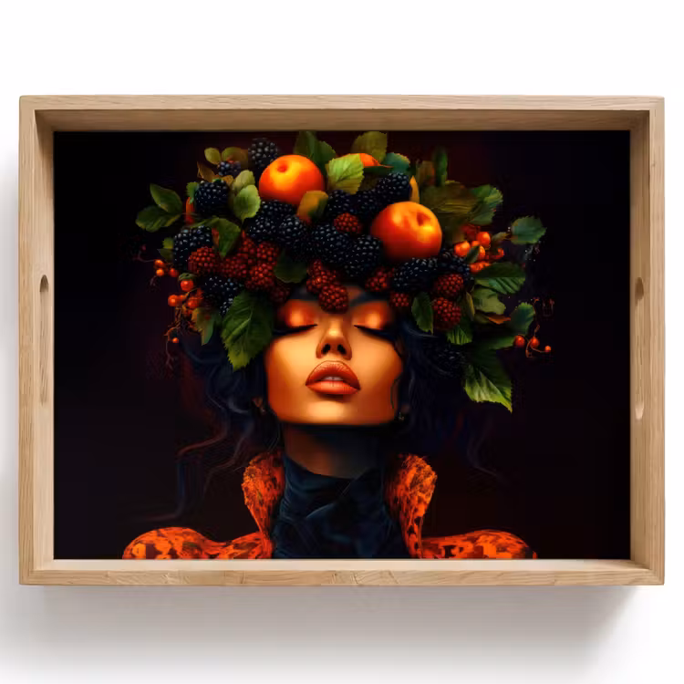 Plateau - Femme - Noir - Baies - Pommes — 1