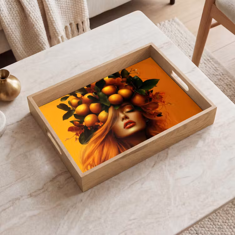 Plateau - Femme - Citrons - Fleur - Jaune — 2
