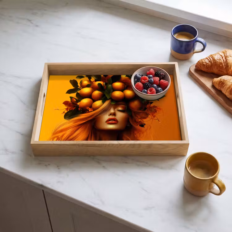 Plateau - Femme - Citrons - Fleur - Jaune — 3