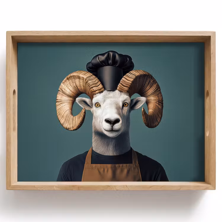 Plateau - Chèvre - Cornes - Vêtements de cuisine — 1