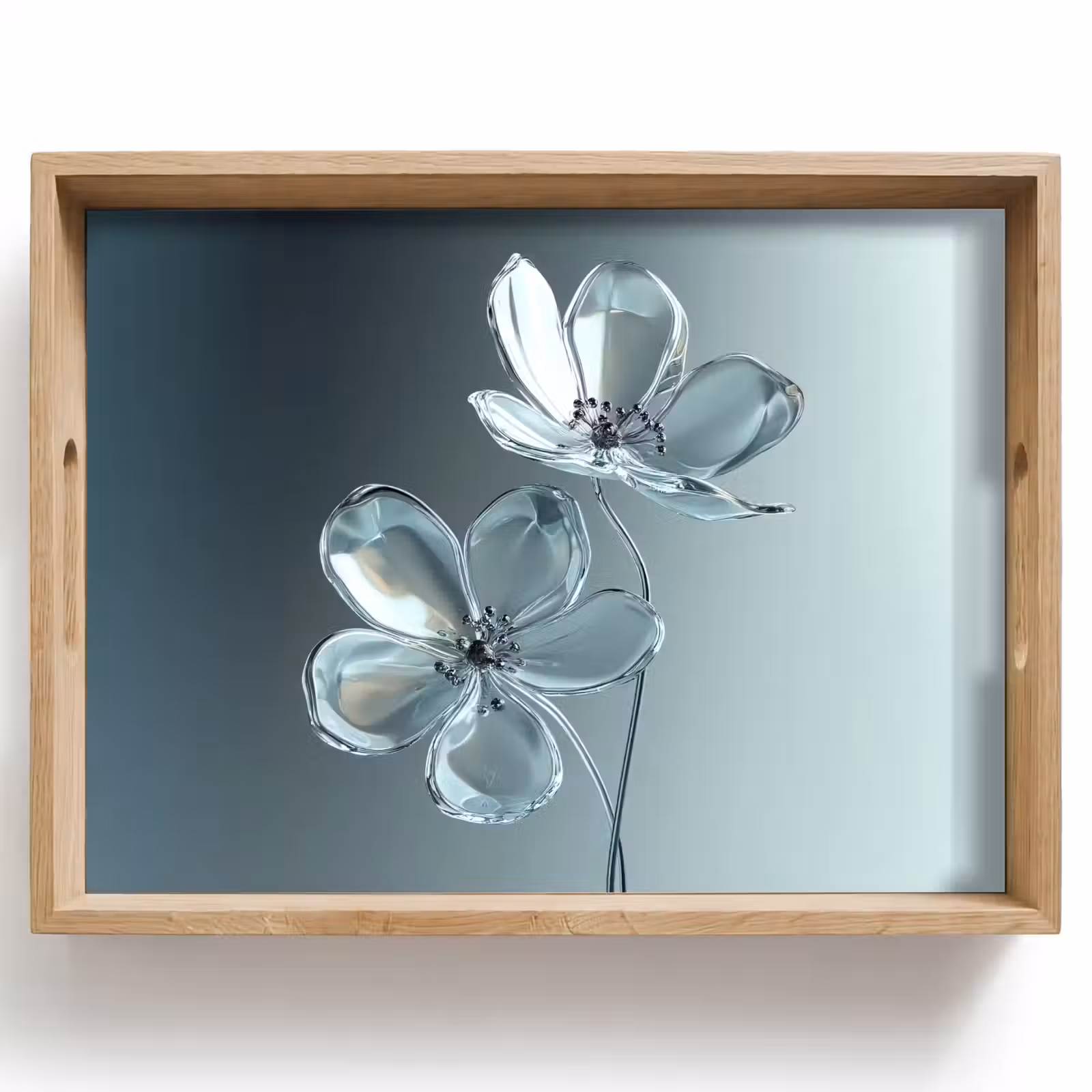 Plateau - Cristal - Fleurs - Gris — 1