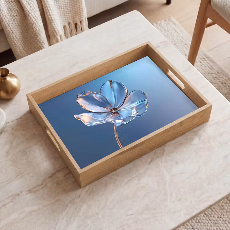 Plateau - Bleu - Fleur - Verres - Orné — 2