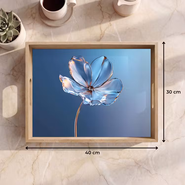 Plateau - Bleu - Fleur - Verres - Orné — 7