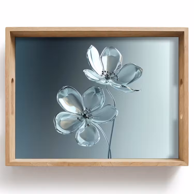 Plateau - Cristal - Fleurs - Gris — 1