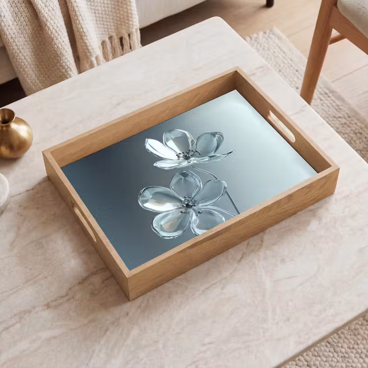 Plateau - Cristal - Fleurs - Gris — 2
