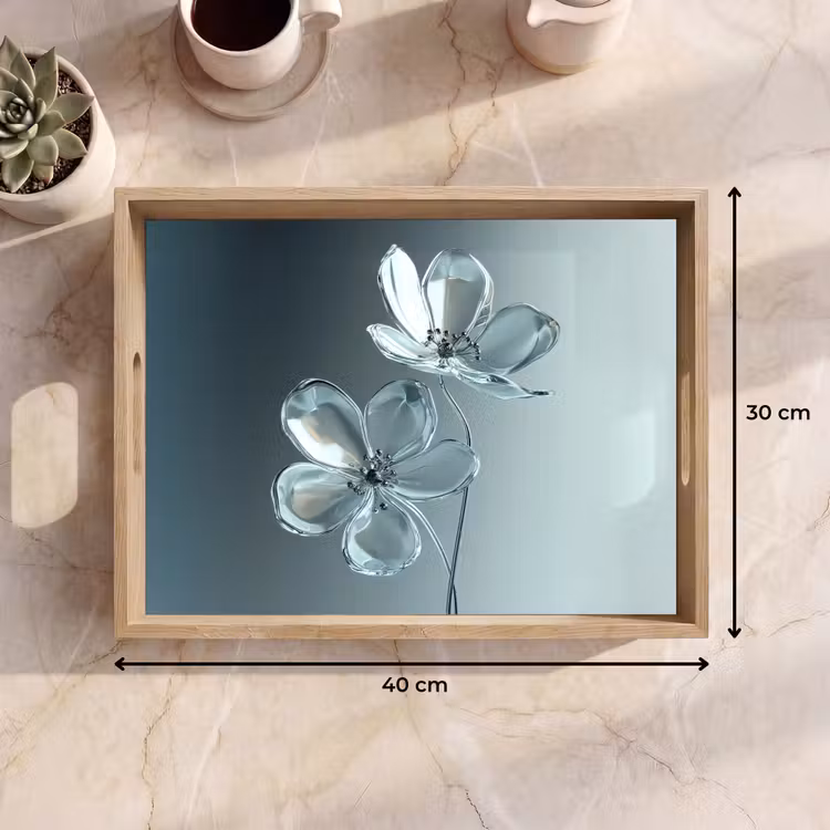 Plateau - Cristal - Fleurs - Gris — 7