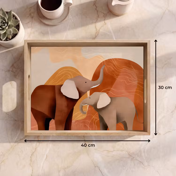 Plateau - Éléphants - Orange - Abstrait — 7