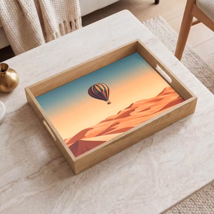 Plateau - Montgolfière - Désert - Coucher de soleil - Bleu — 2