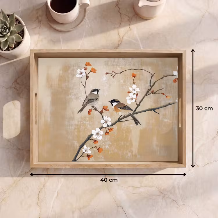 Plateau - Oiseaux - Branche fleurie - Orange — 7