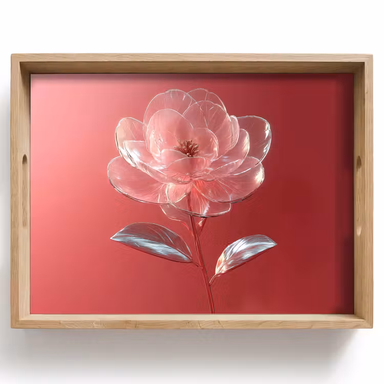 Plateau - Orné - Fleur - Rose - Verres — 1