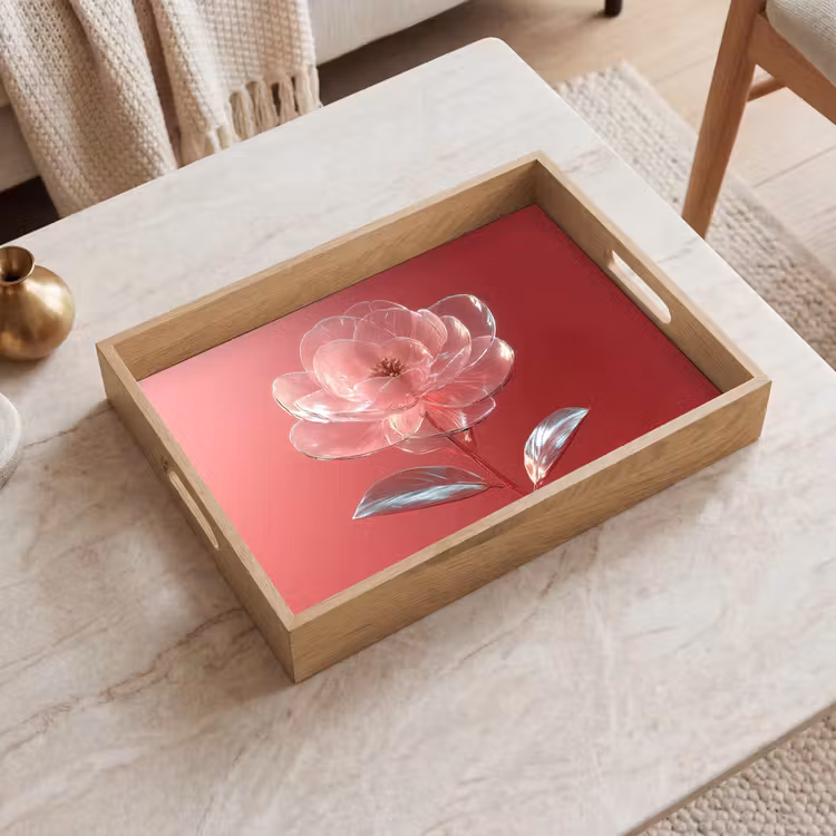 Plateau - Orné - Fleur - Rose - Verres — 2