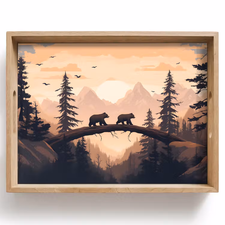 Plateau - Ours - Arbres - Paysage - Coucher de soleil — 1
