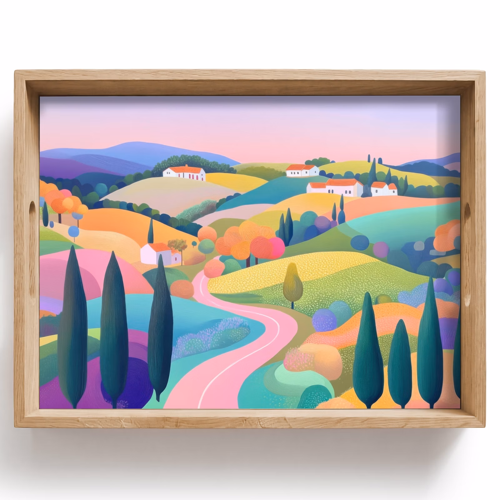 Plateau - Paysage - Violet - Pastel - Maisons — 1