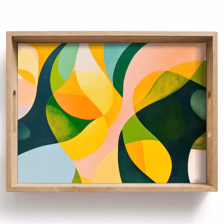 Plateau - Abstrait - Jaune - Rose - Vert — 1
