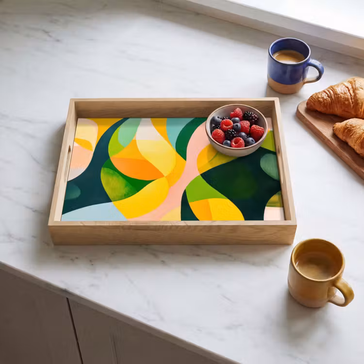Plateau - Abstrait - Jaune - Rose - Vert — 3