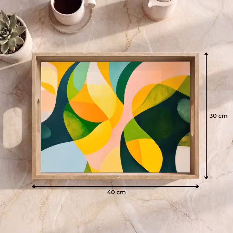 Plateau - Abstrait - Jaune - Rose - Vert — 7