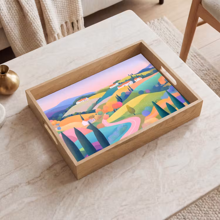 Plateau - Paysage - Violet - Pastel - Maisons — 2