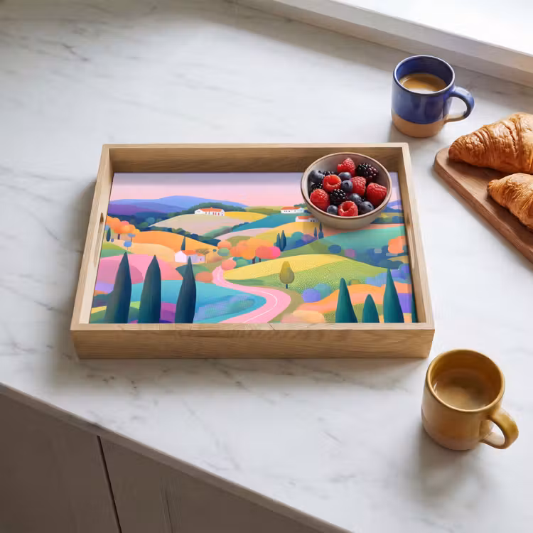 Plateau - Paysage - Violet - Pastel - Maisons — 3