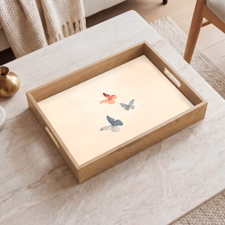 Plateau - Papillons - Minimaliste - Rose — 2