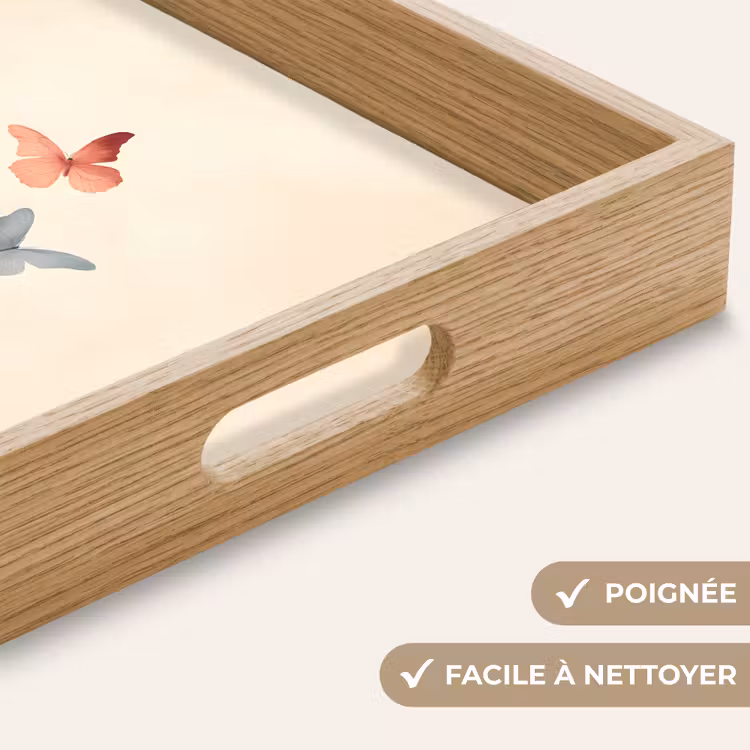 Plateau - Papillons - Minimaliste - Rose — 8