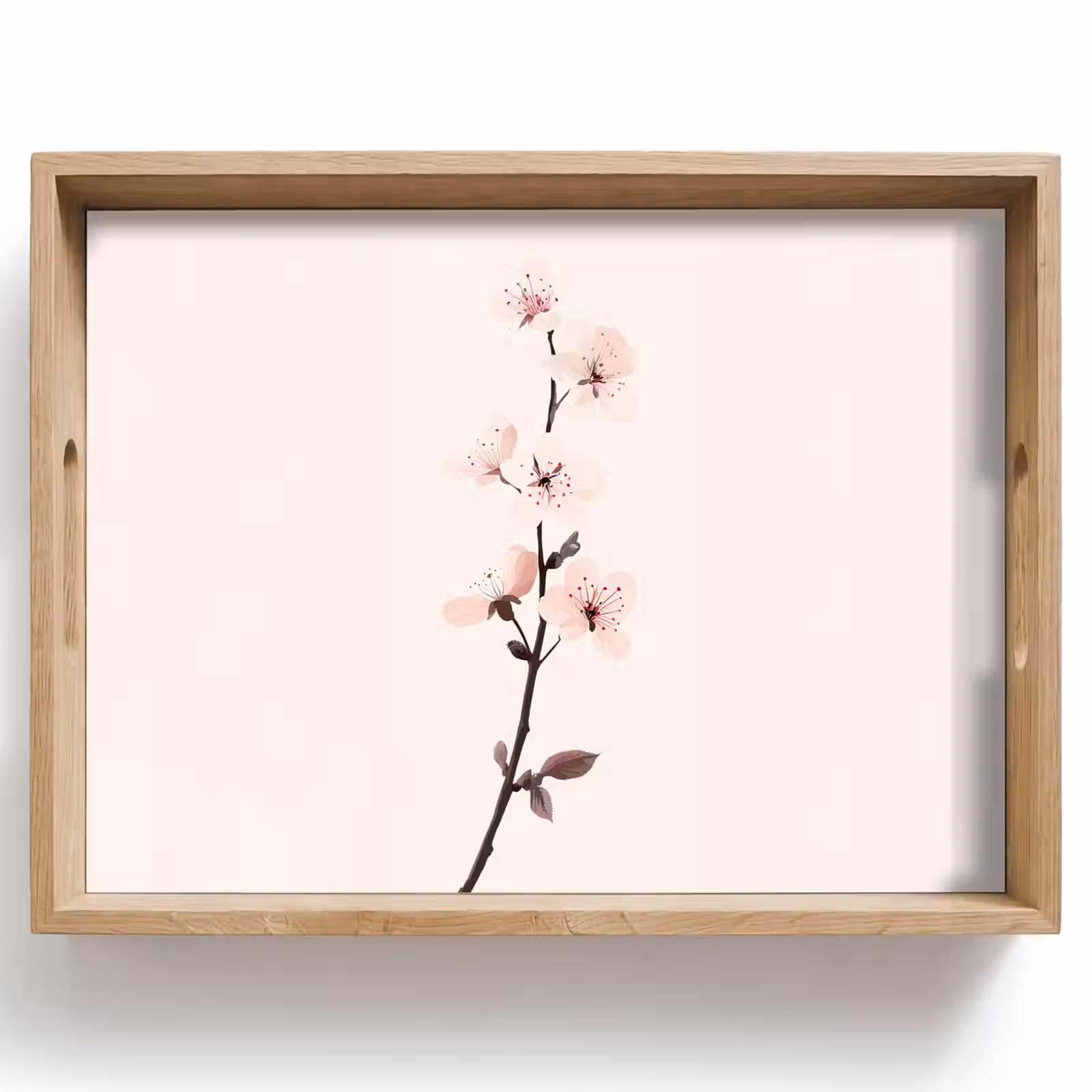 Plateau - Minimaliste - Fleur - Branche - Rose — 1