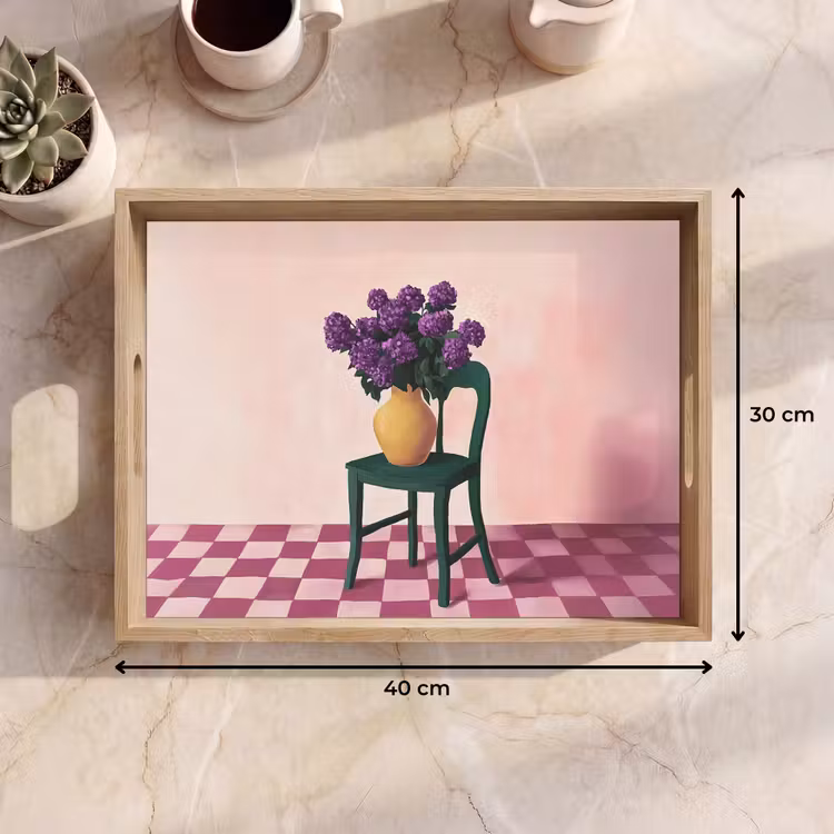 Plateau - Chaise - Vase - Fleurs - Bloqué — 7