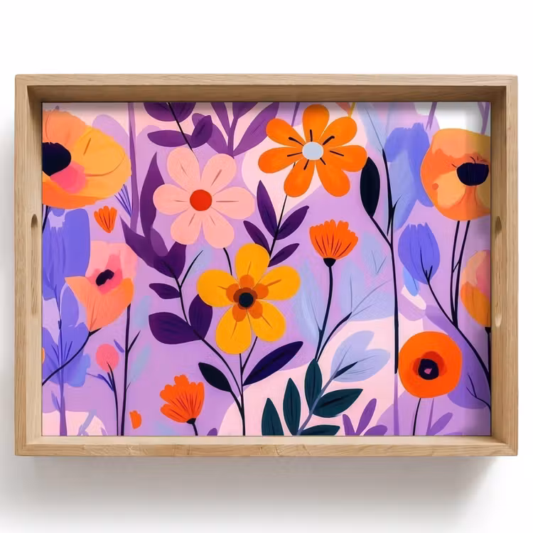 Plateau - Fleurs - colorées - Feuilles — 1