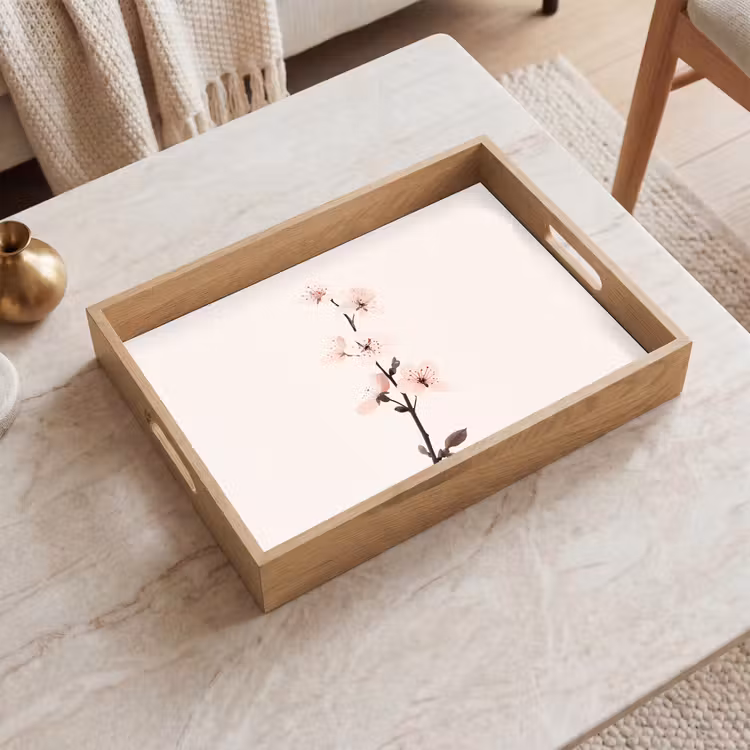 Plateau - Minimaliste - Fleur - Branche - Rose — 2