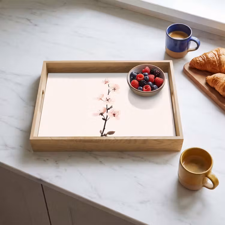 Plateau - Minimaliste - Fleur - Branche - Rose — 3