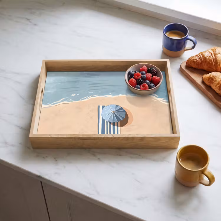Plateau - Serviette de plage - Rayures - Parasol - Plage — 3