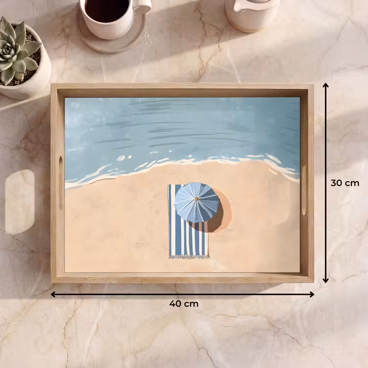 Plateau - Serviette de plage - Rayures - Parasol - Plage — 7